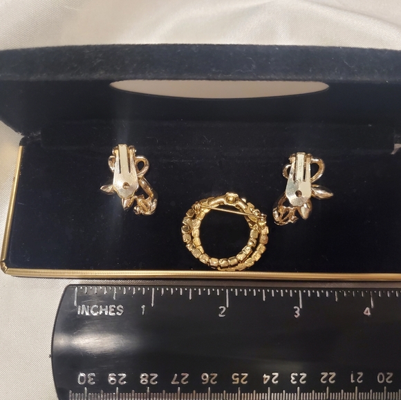 Vintage Jewelry Set ~ Vintage Earrings Rhinestones Yellow ~ Vintage Brooch - Picture 11 of 16